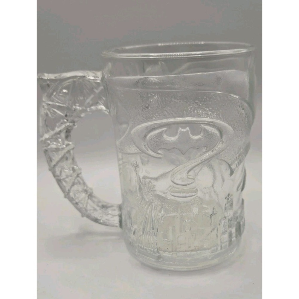 1995 McDonalds Batman Forever Robin Vtg Mug Clear Glass 4 Inches Tall DC Comics